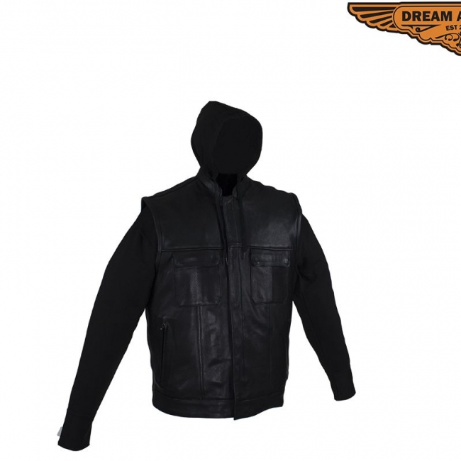 Black Concealed Carry Vest with Removable Black Hoodie